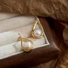 Line Inlaid Pearl Stud Earrings For Women Temperament French Elegant Party Jewelry Gifts Wholesale