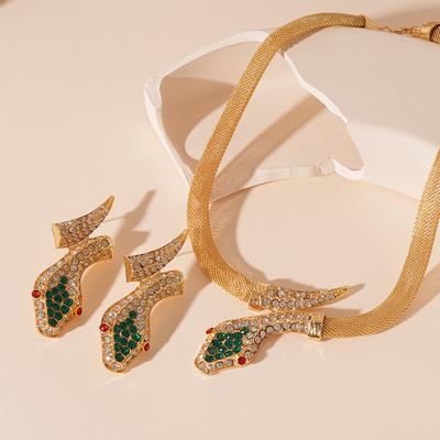European and American Exaggerated Diamond-encrusted Snake Mesh Geometric Collarbone Necklace Personalized Internet Celebrity Niche Necklace 