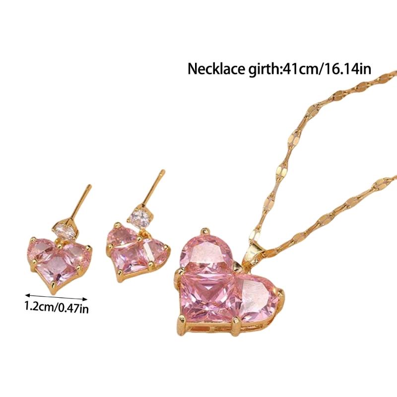 Premium Zirconia Heart Flower Earrings Necklace Offering Exquisite Craftsmanship and Gold/Steel Plating For Comfort