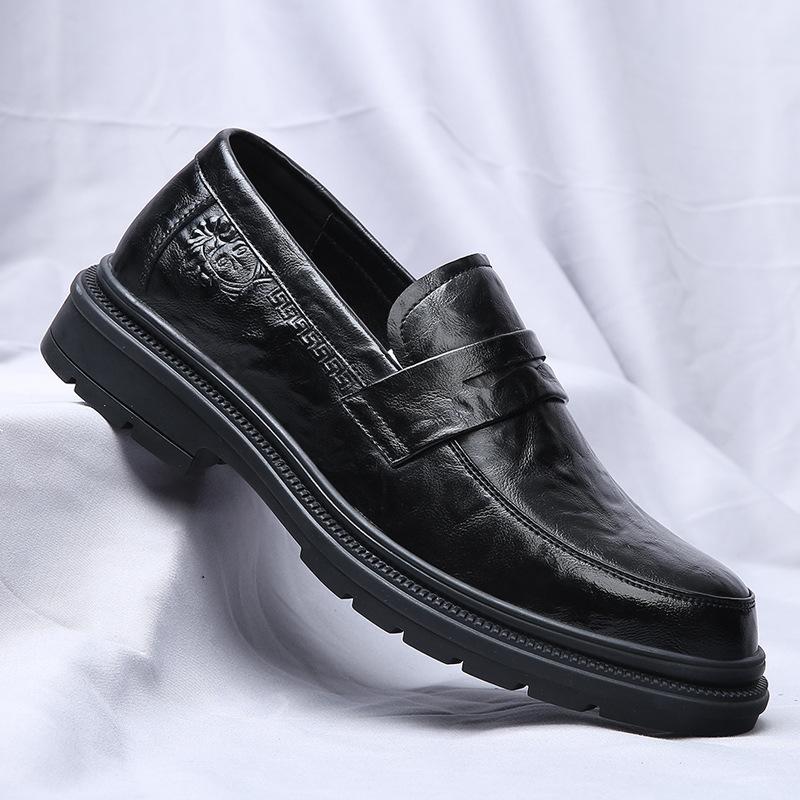 Men's leather shoes autumn new soft-soled foot cover dress business breathable heightening leather casual groom wedding shoes men