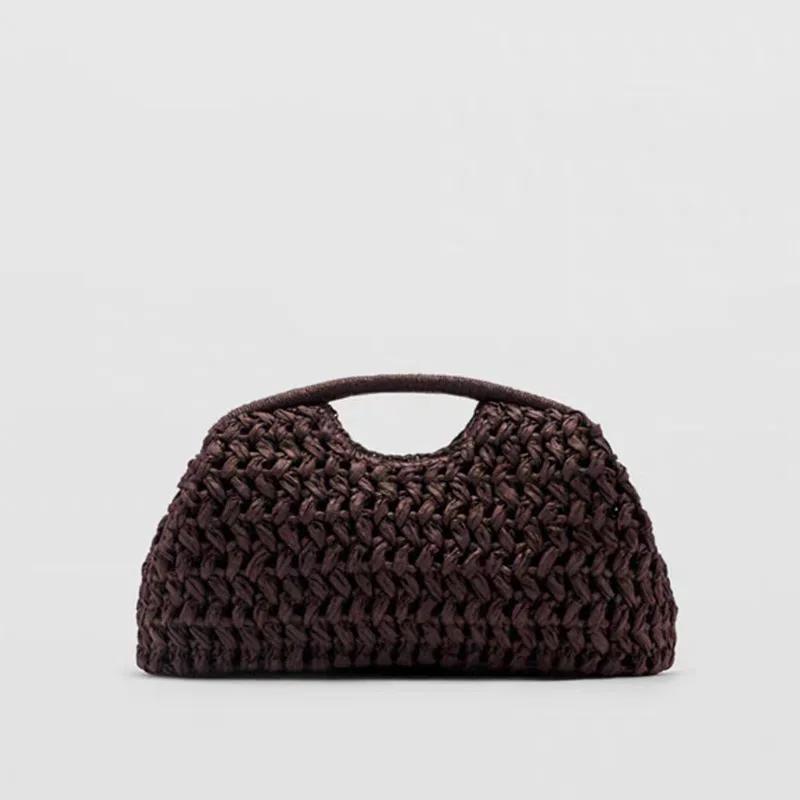 

New Light Luxury Brand Handbag Simple Summer Woven Bag Vacation Beach Bag Commuting Versatile Ladies Messenger Bag Banquet Bag
