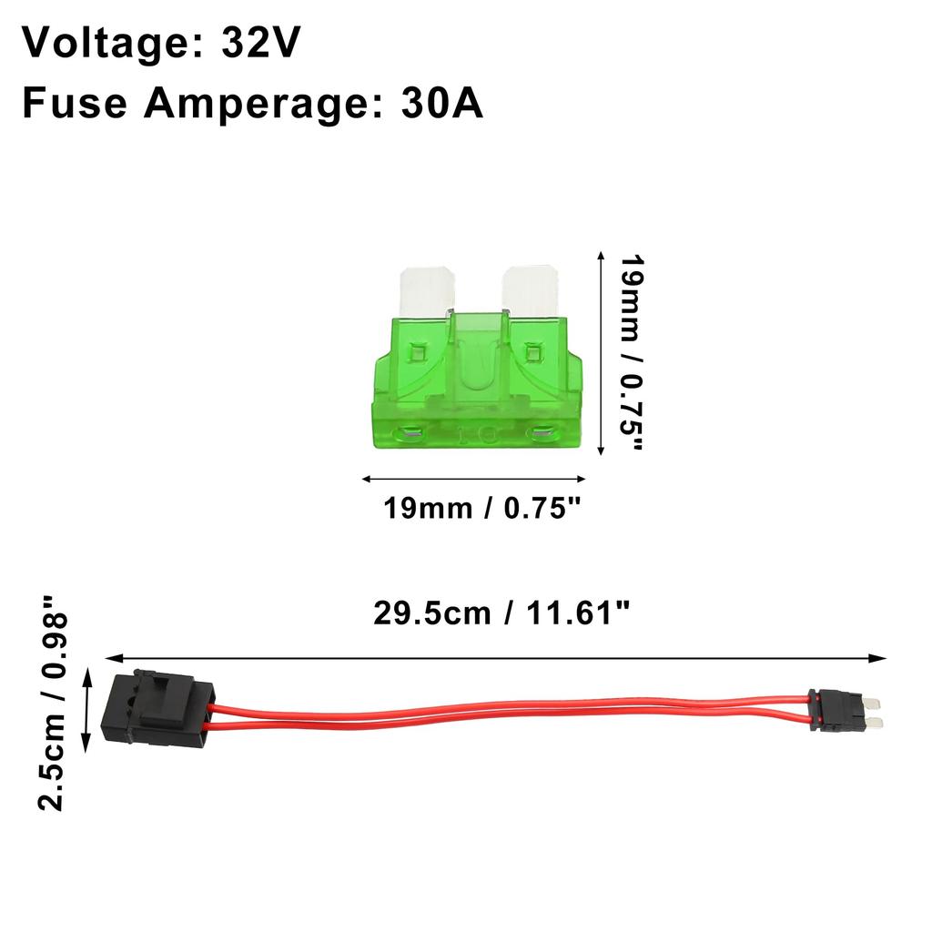 uxcell 32V Standard Fuse Adapter Tap Fuse Kit with 2 30A Style Fuses for Car Boat