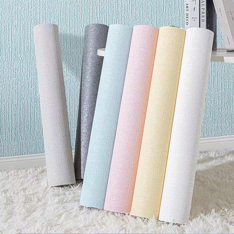Self-Adhesive Linen Wall Stickers: Waterproof, Solid Color Decor for Bedroom and Living Room