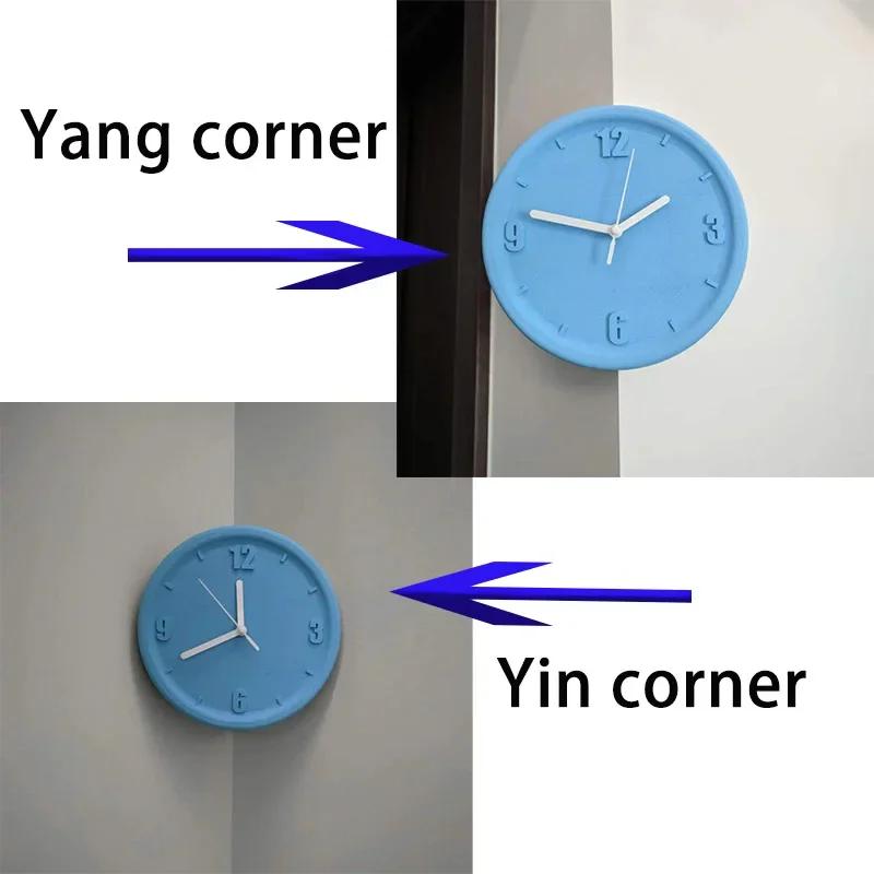 8inch Silent Wall Clocks Creative Non-Ticking Punch-Free Corner Wall Clock Bedroom Technology Luxury Art Home Decoration