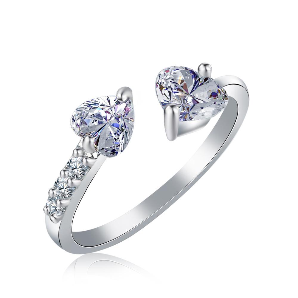 2023 Korean Heart-Shaped Zircon Open Ring: Luxurious, Trendy, and Elegant.