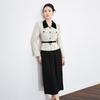 French Light Luxury Sequin Tweed Jacket + Pleated Midi Skirt Set