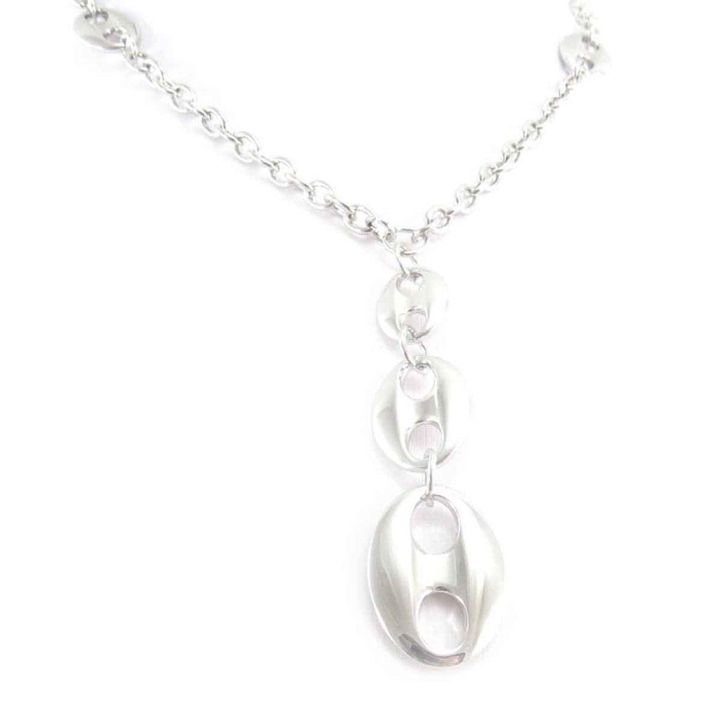 Les Trésors De Lily [J7969] - Silver 'Coffee Bean' Necklace