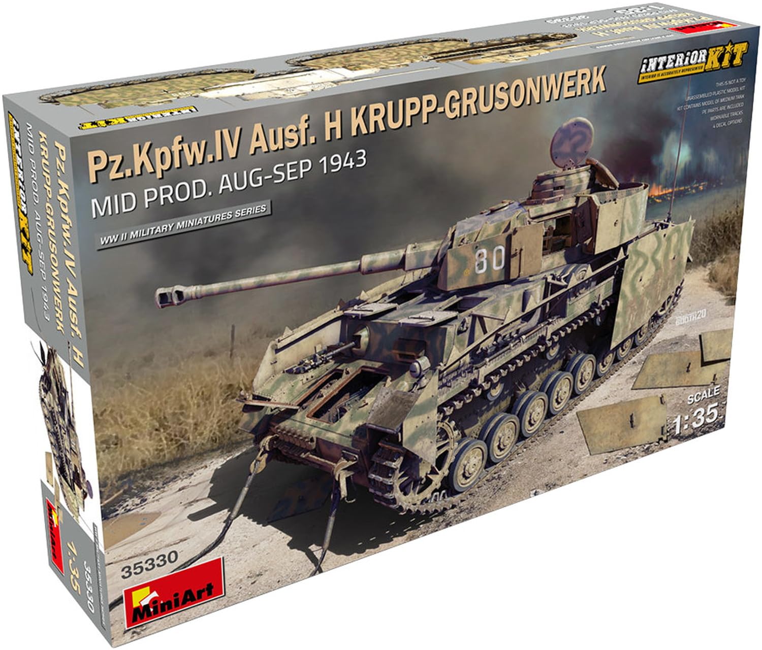 

Miniart German Army IV Krupp full plastic MA35330 1/35 Pz.Kpfw Ausf.H, mid-model, August-September 1943, interior, model,