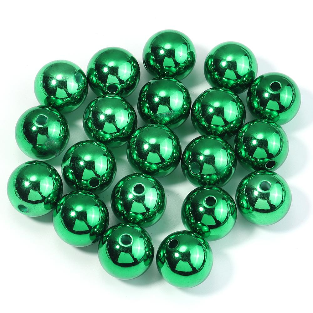 20pcs/lot UV Acrylic Beads Christmas Acrylic Beads Round Loose Spacer Beads For Jewelry Making DIY Bracelet Necklace Accessories