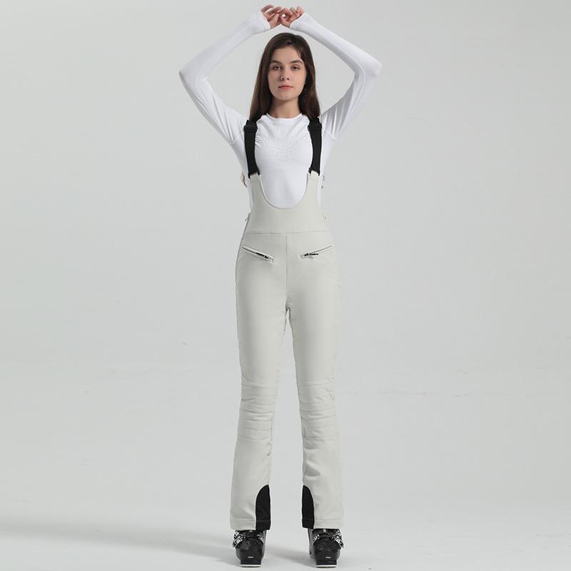 2024 Gsou Snow Winter Ski Pant Women Snowboard Strap Trouser High Waist Elastic Windproof Waterproof Thicken Thermal for Outdoor