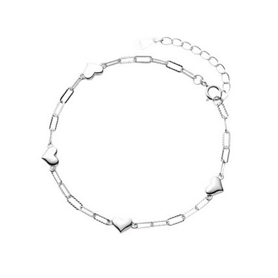 Nalan S925 Sterling Silver Korean Sweetheart Bracelet with Delicate Flower Clasp - Women's Jewelry S4160