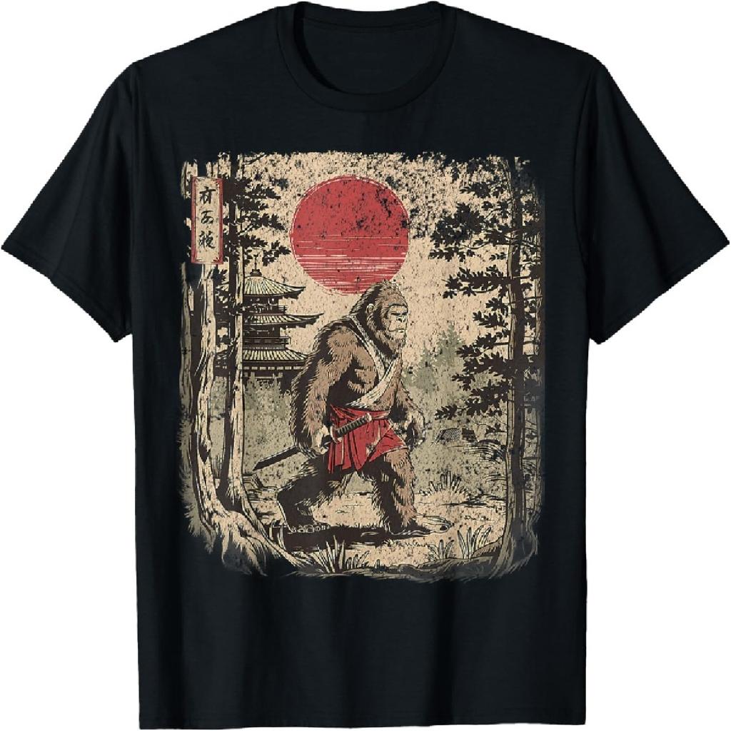 Vintage Samurai Bigfoot Japanese Ukiyo-e Graphic Art T-Shirt