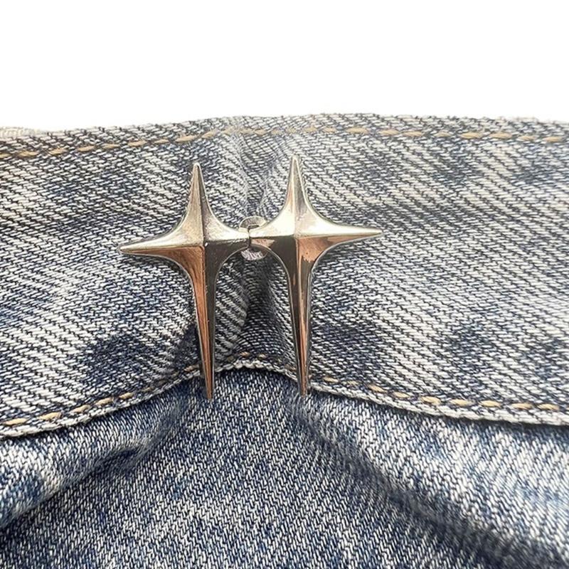 Detachable Fashion Shaped Jean Button Clasps Waist Extender Pin Jean Button, No Sewing Required, Fit Instant Jean Button