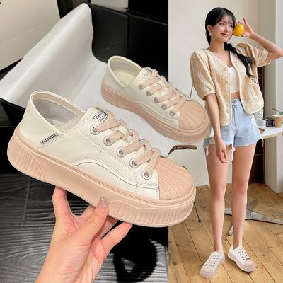 Shell Head Biscuit Weiße Schuhe Damen Frühjahr Neue Koreanische Version Allgleiches Dicksohlen Zwei-Wear Casual Sportschuhe