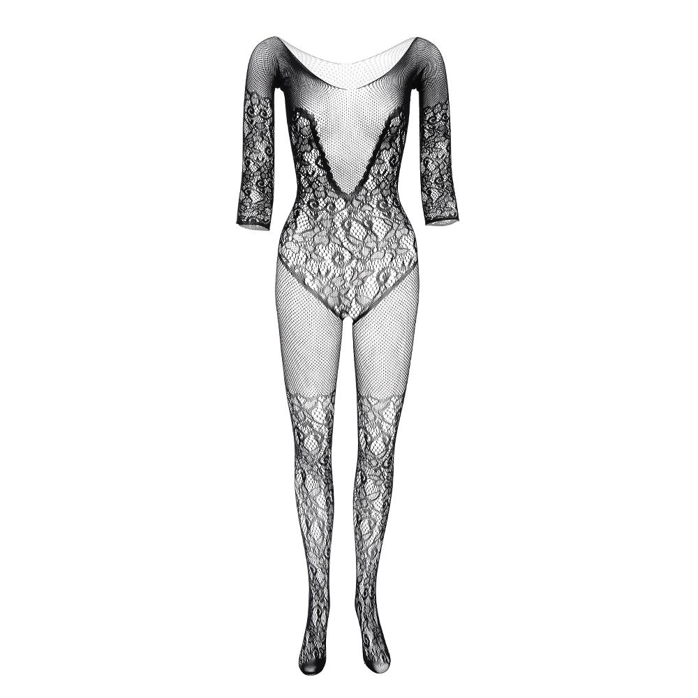 Dámská síťovaná bodystocking s dlouhým rukávem Sexy spodní prádlo Spodní prádlo Body punčochy velké velikosti Sexy oblečení