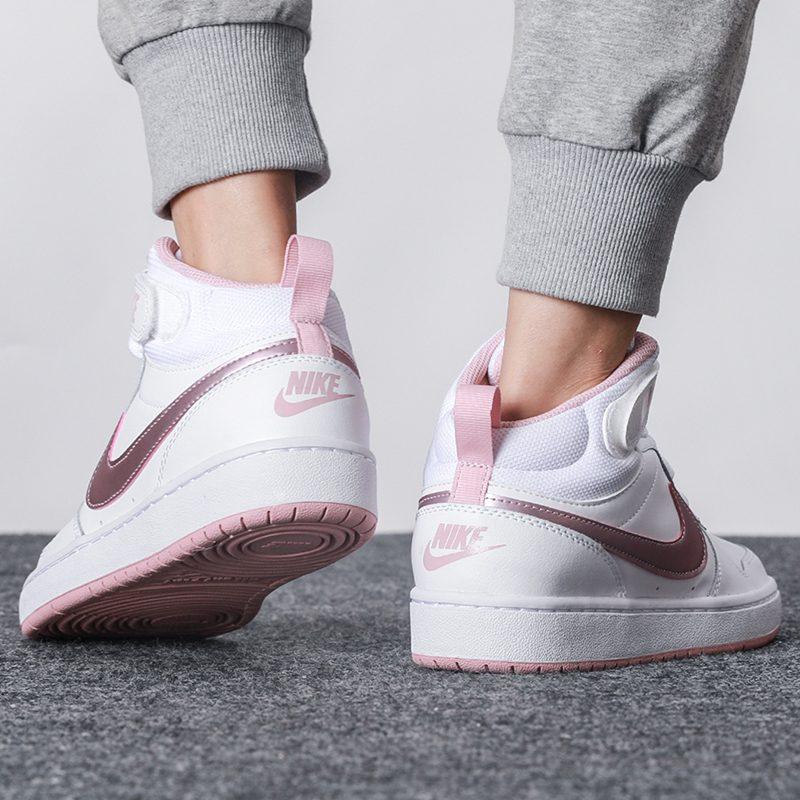 Nike Court Borough 2 Mid Blanc Rose Glaçé GS CD7782-105