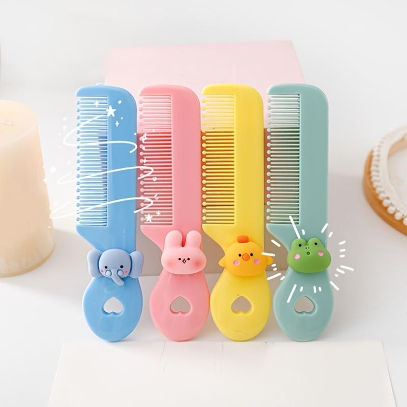 1pc/4pcs Cute and Safe Mini Cartoon Plastic Hair Brush - Portable and Convenient Candy-Colored Small Comb