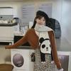 Korean Soft Girl Chic Scarf: Cute Knitted Tiger Wool Shawl for Students