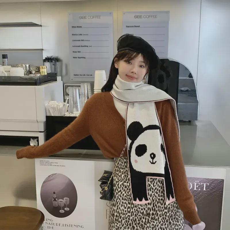 Korean Soft Girl Chic Scarf: Cute Knitted Tiger Wool Shawl for Students