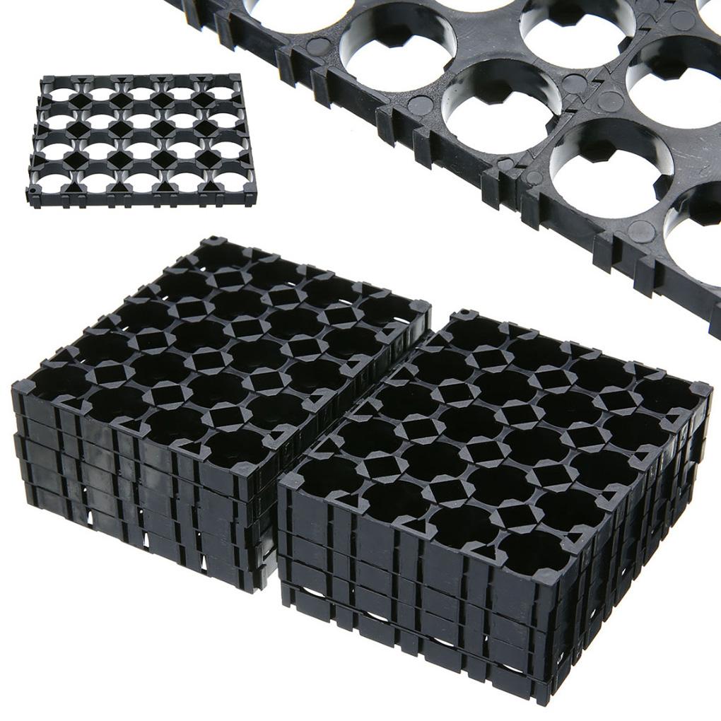 50Pcs Anti Vibration Holder Battery Plastic Holder 4x5 Slots Rechargeable Batteries Stand Rack Storage Bracket