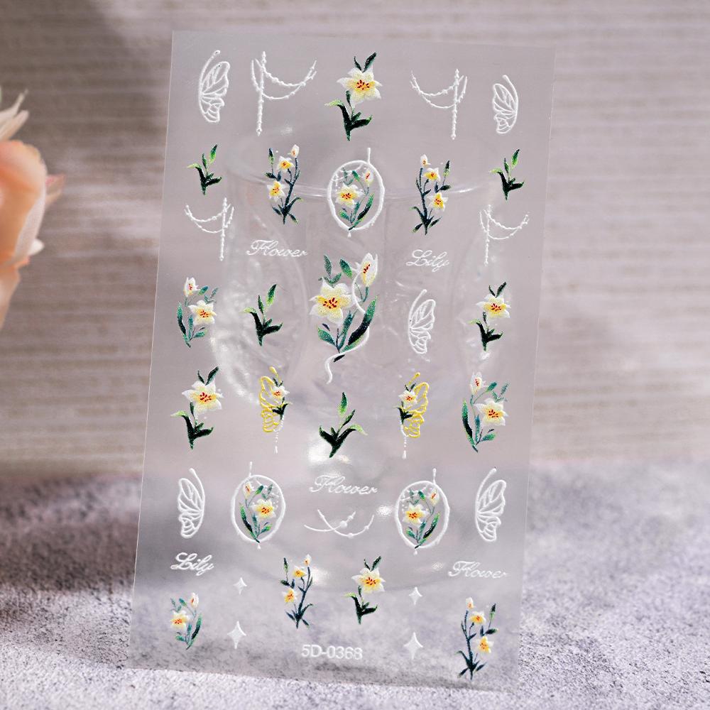 

1 шт. 3D наклейки с лавандовыми цветами для ногтей, весенние, сакура, цветочные листья, самоклеящиеся слайдеры, наклейки, маникюр для украшения NK5D-0368