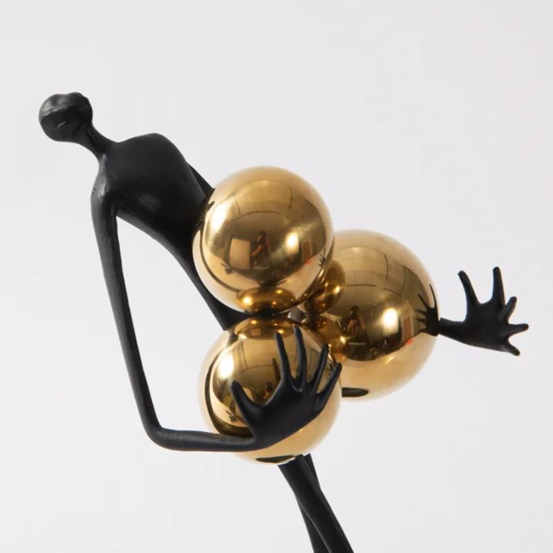 Men's Black Minimalist Accessories, Metal, Gold Ball Decorations, Abstract Figures, Statues, Desktop Decorative Sculptures