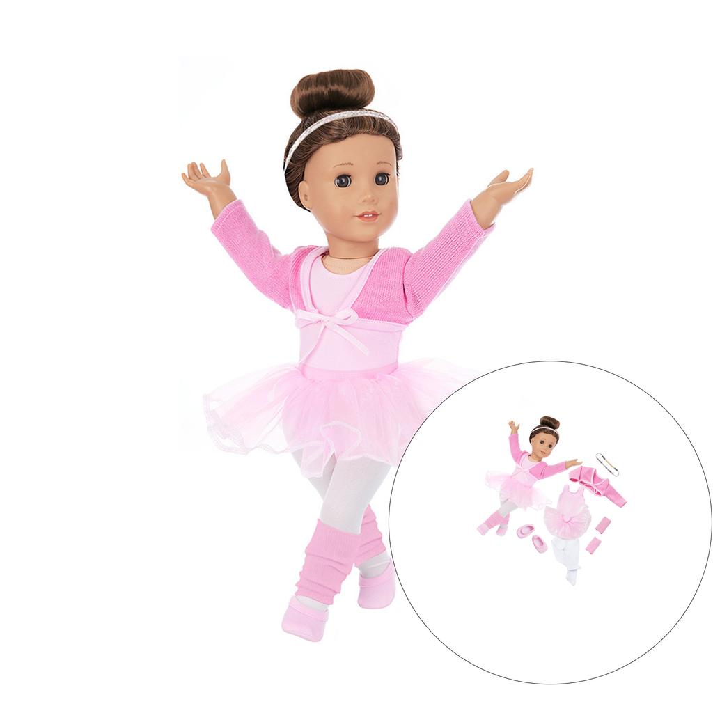 18Inch Ballet Dance Practice Clothes For Girl Doll Elastic Stretchy Fabric Easy Wear Dance Costume Princess Tutu Outfit