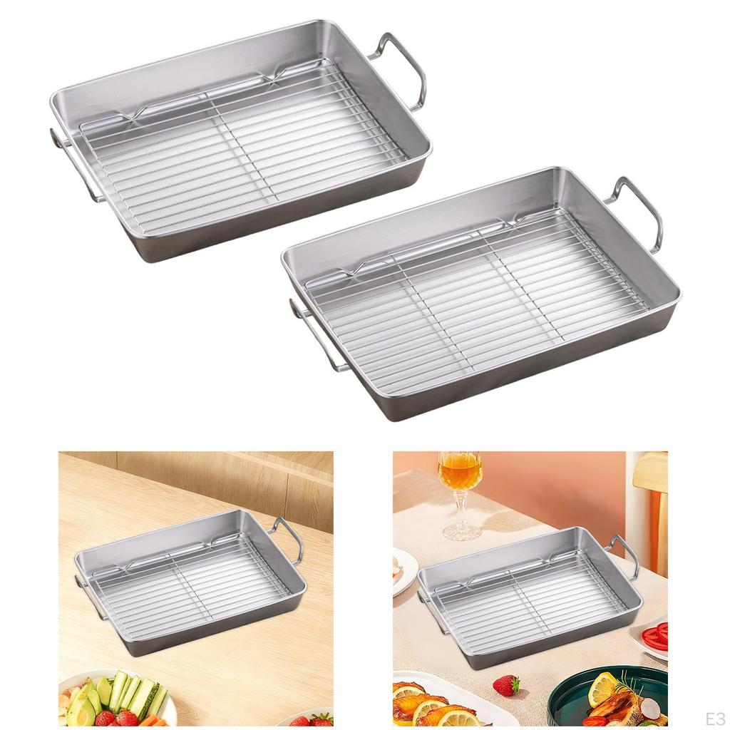 Roasting Pan Baking Tray Accessories Rectangular Turkey Kitchen Cookware for