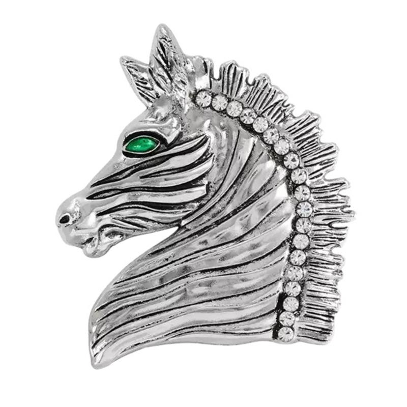 Прочная сплавная брошь «Знаки Зодиака: Лошадь» для модных аксессуаров и особых случаев серебряный