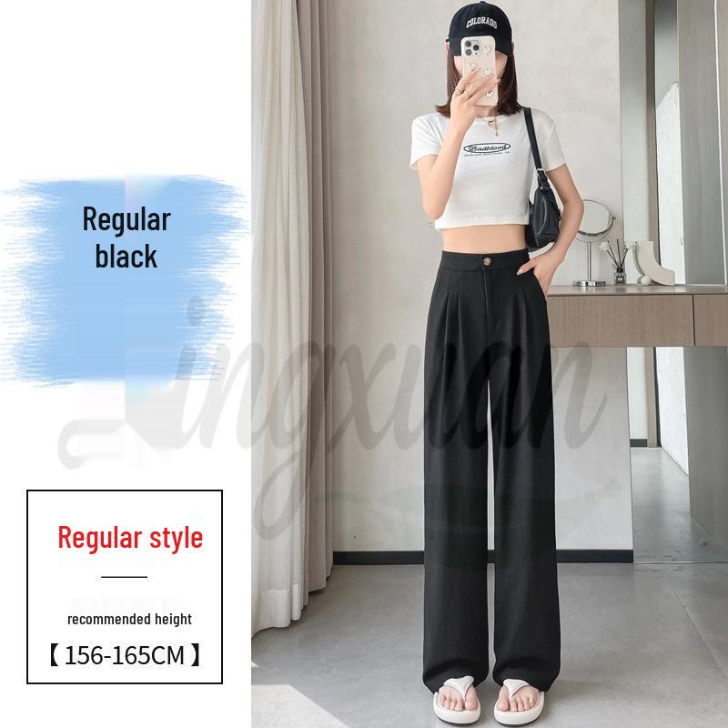 Real Shot 2026 Summer Ice Silk Sun Protection High-Waist Wide-Leg Suit Pants for Women