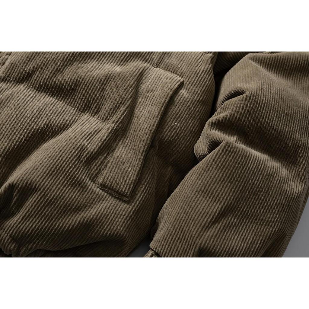 SwimSeed Retro Corduroy Puffer Jacket: Unisex Loose-Fit Stand Collar Winter Coat