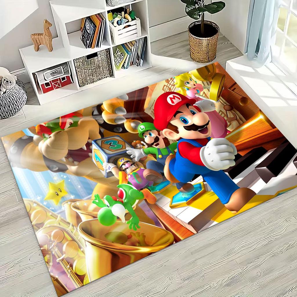 2026 New Retro Mario Cartoon Gift Rug for Bedroom Living Room Sofa Home Doormat Decor, Large Kids Play Non-slip Floor Mat