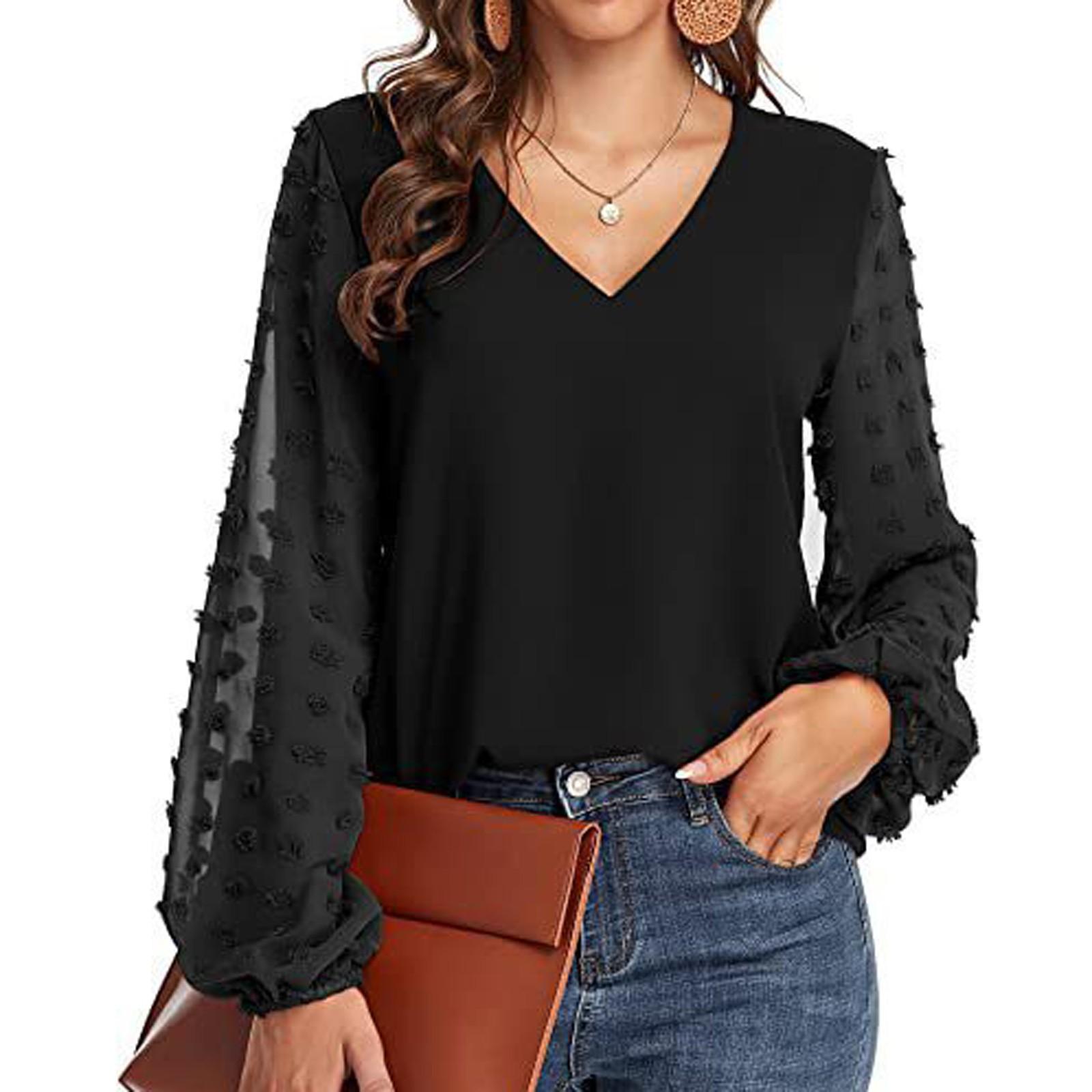 

Women s Casual And Fashionable Solid Color V-Neck Spliced Wool Ball Long Sleeved Top L чорний