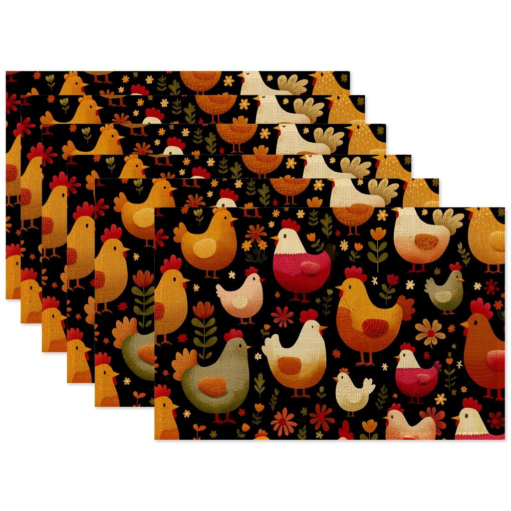 Vintage Magnolia Placemats Set of 6,Waterproof Heat Resistant Dining Table Plate Mat for Home Kitchen Dining Table 12x18Inch