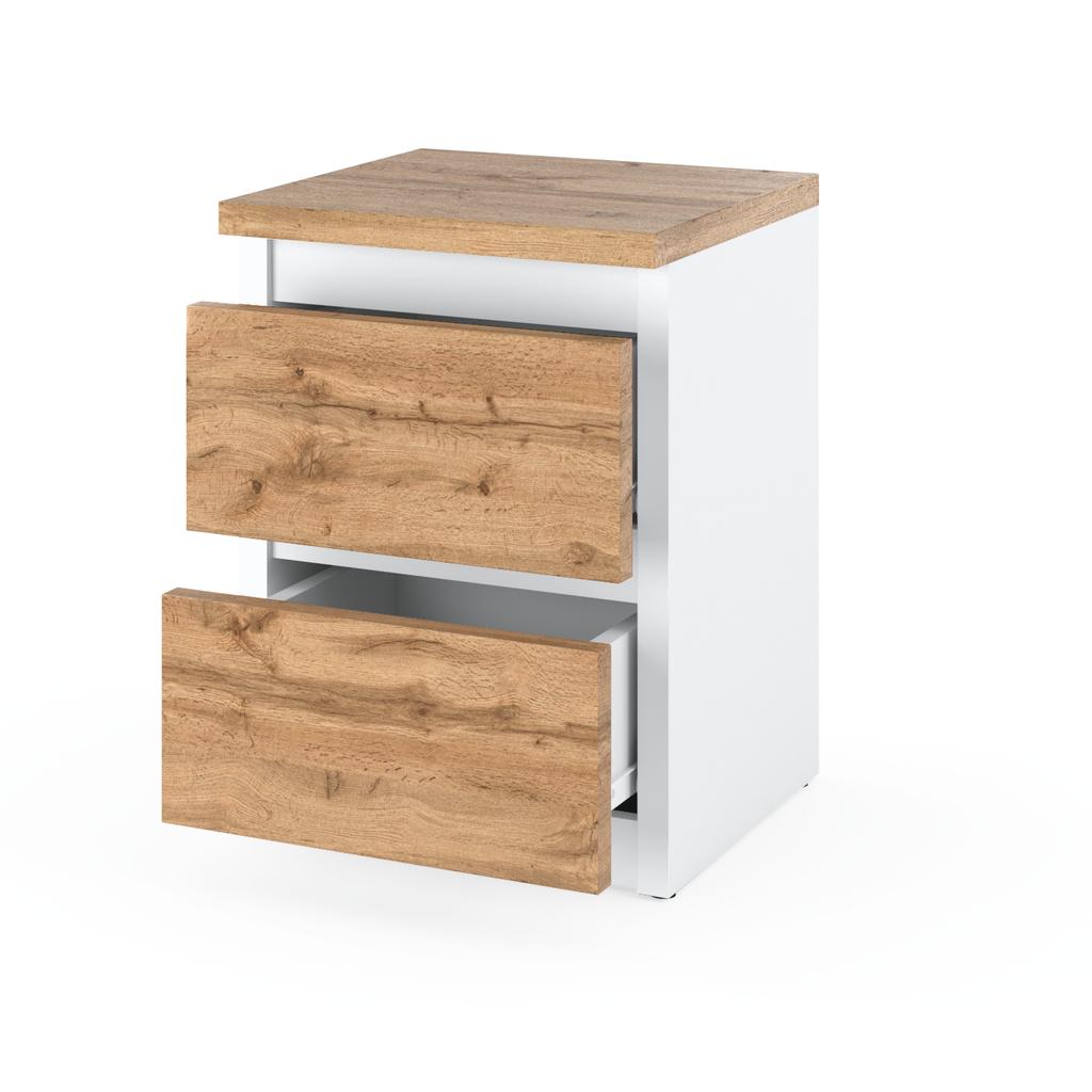 Bedside Table White Oak Wotan 30 CM 2S Bedside Table Bedroom Furniture