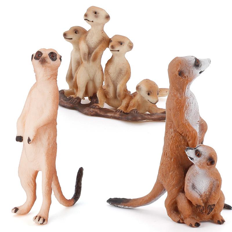 Children's Solid Meerkat and Raccoon Desktop Figurine Set