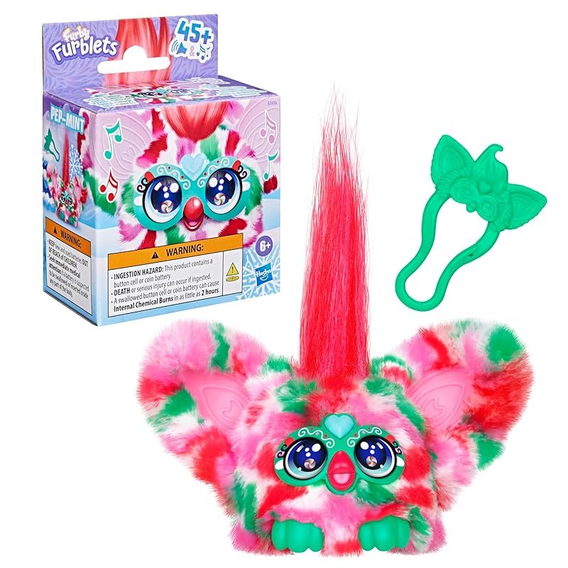 Hasbro Furby Furblets Pepmint, Spezielle Feiertagsedition, Bietet Über 45 Geräusche, Furby-Sprache, Spielt und ist ein angetriebenes Plüschtier, Ab 6 Jahren