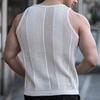 O-Neck Sleeveless Men Vest Solid Color Ribbed Trim Thin Summer Casual Hollow Out Loose Knitting Vest Sportwear