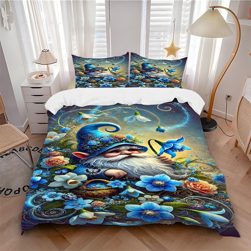 Fantasy Gnome Garden Print 3Pcs Bedding Setduvet Cover With 2 Bedropillowcase Home Birthday Gift