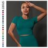 JYL Seamless Tight T Shirt Yoga Top Breathable Running Fitness Top