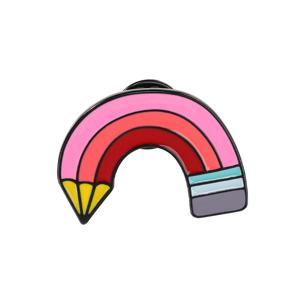 Creative Cute Rainbow Cat Rabbit Pencil Enamel Brooches Bunny Kitten Pins For Pet Lovers Gift