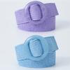 Summer Resin Round Buckle Pp Grass Elastic Woven Wide Belt Beach Niche Exterior Dress Waist Seal