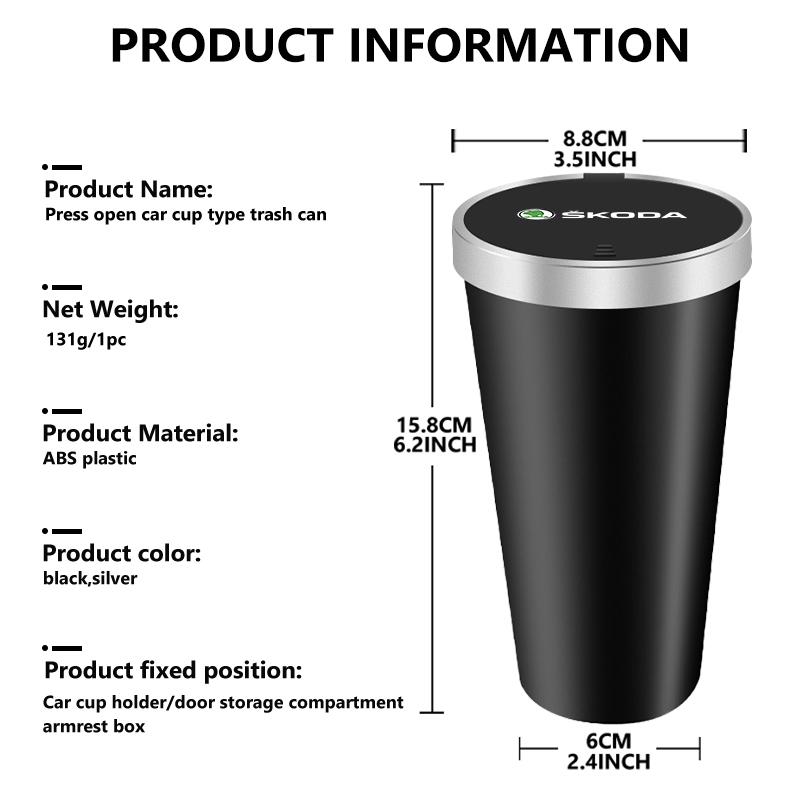 AAFM1 For Skoda Car Trash Bin Garbage Can Rubbish Basket Bin Organizer Storage Holder Auto Accessories Octavia A5 A7 RS Fabia Superb