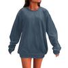 Women's Loose Long Sleeved Round Neck Pocket Sportswear Casual Pullover Sweatshirt