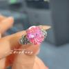 Elegant Open Ring Pink Diamond Women Ring Light Luxury Classic Pigeon Egg High Carbon Diamond Fashion Jewelry