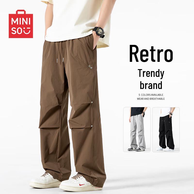 

MINISO Men s High Street Loose Straight-Leg Parachute Pants XL