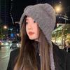 Autumn And Winter Cute Bear Plush Hat Women'S Able Warm Woolen Hat Large Head Circumference Ear Protection Hat