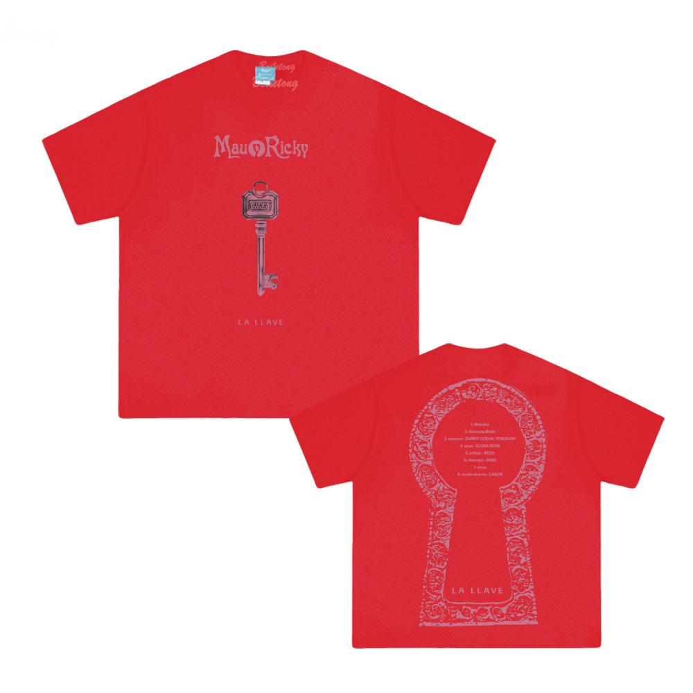 

Mau Y Ricky -LA LLAVE T Shirt Summer Round Neck Tee-shirt 100% Cotton Clothing High Quality Female/Male Hip Hop Tops XXL красный
