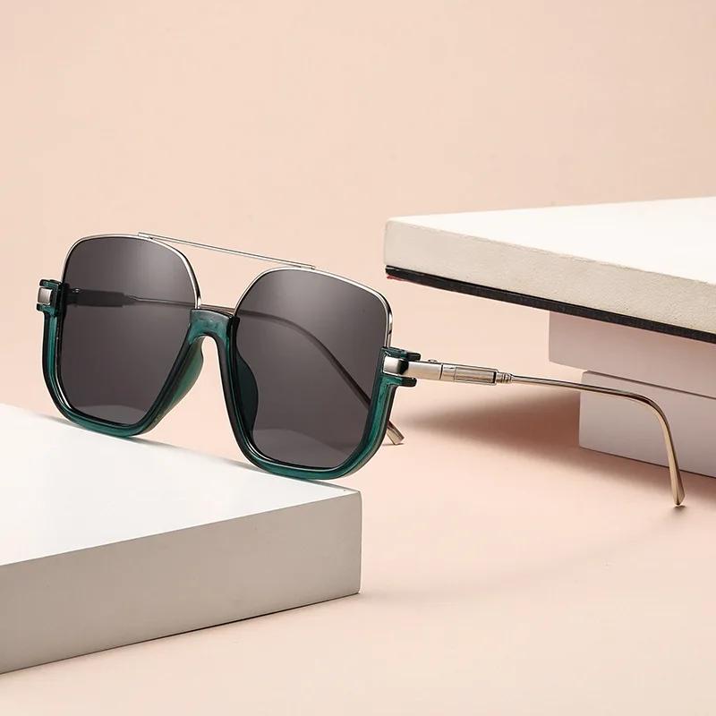

Fashion Anti-glare Double Beam Half Frame Sunglasses Retro Large Frame Y2K Spice Girls UV Protection As shown
