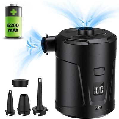 Automobilové elektrické vzduchové čerpadlo s baterií 5200mAh, mini nafukovací a deflační čerpadlo 4300Pa, 3 trysky pro nafukovací polštáře, vzduchovou matraci, plavecký kruh